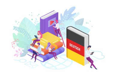 Online dil modern kurslar düz vektör illüstrasyon