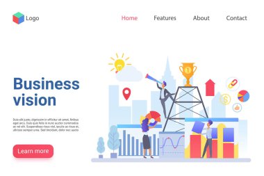 İş vizyonu düz açılış sayfası şablonu