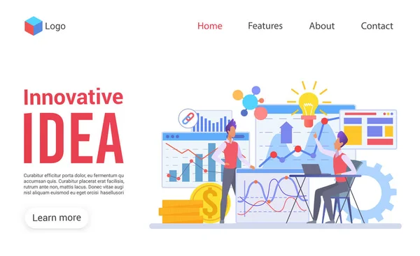 Innovative Idee flacher Vektor Landing Page Template — Stockvektor