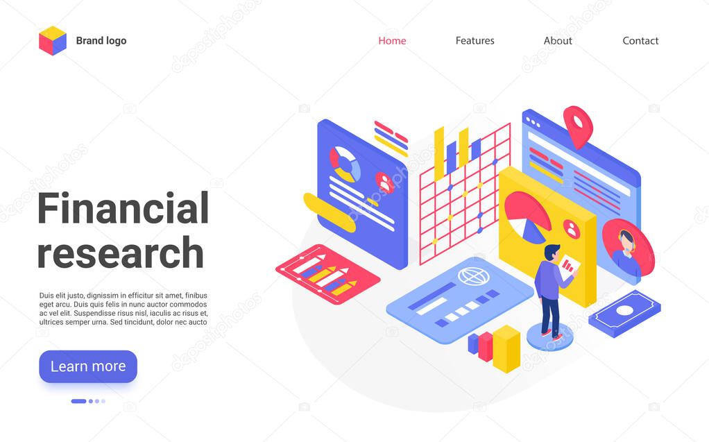 Financial research landing page vector template