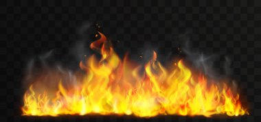 Raging fire realistic vector illustration clipart