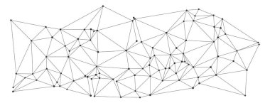 Dinamik çizgileri olan soyut çokgen ağ ve noktalar beyaz arkaplan çizimi üzerinde izole edilmiş teknoloji arka planı, bilim sunumları veya modern web tasarımı için mükemmel