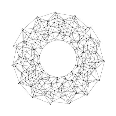 Birbirine bağlı çizgiler ve düğümler tarafından oluşturulan karmaşık geometrik torus, teknoloji, bilim veya ağ kavramları için idealdir, beyaz arkaplan vektörü ilülasyonunda izole edilmiş modern dijital tasarım