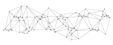Beyaz arkaplan vektöründe izole edilmiş teknolojik arka plan, sunumlar veya dijital tasarım için mükemmel dinamik bir geometrik dalga şekli oluşturan modern soyut hat ve noktalar ağı.