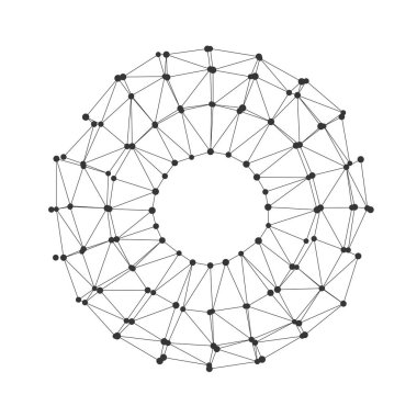 Soyut geometrik ağ örgüsü, bağlı düğümler ve çizgiler oluşturarak teknoloji bilimi veya dijital iletişim kavramları vektör illüstrasyonları için idealdir.