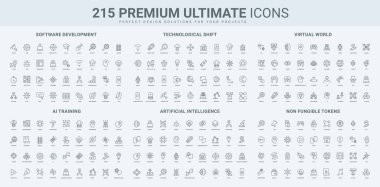Nihai ikon koleksiyonu yapay zeka, NFT, yazılım geliştirme, teknolojik kaymalar ve sanal dünyaları kapsıyor. Teknoloji ve dijital temalar için ideal.