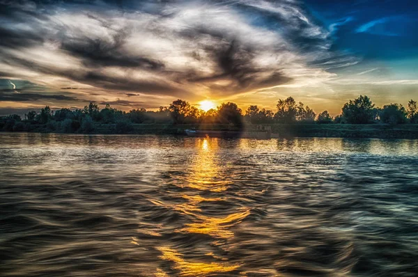 Largest River Poland Sunset — Stock Photo, Image