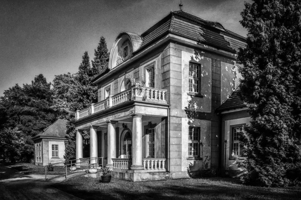 Edificio Storico Sulla Fotografia Bianco Nero — Foto Stock