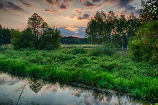 Yaz peyzaj vahşi bir nehir üzerinde