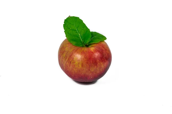 Зрізати Яблуко Зеленим Листом — стокове фото
