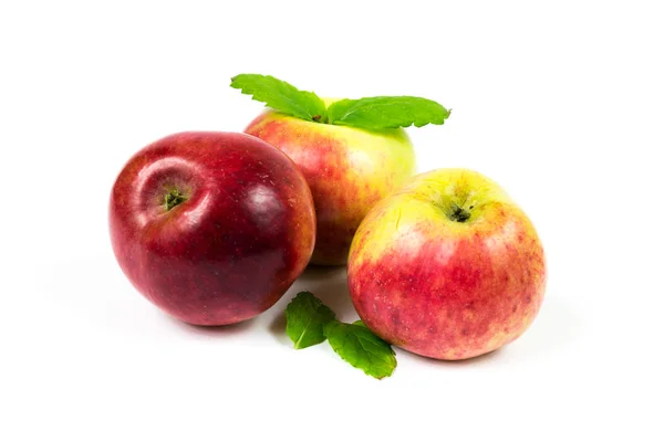 熟透的苹果与绿叶 — 图库照片
