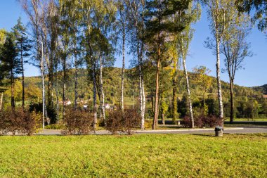 Sonbahar dağ dağlar Beskidy, Polonya