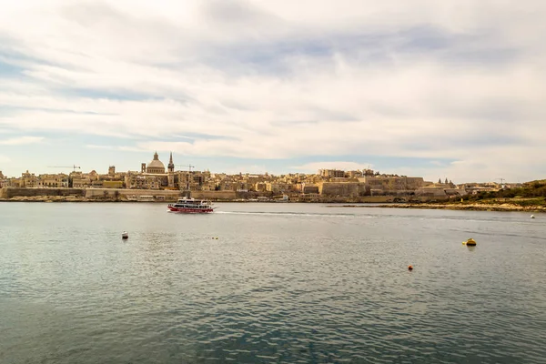 Porto Marina Sliema Panorama Valletta Malta — Foto Stock