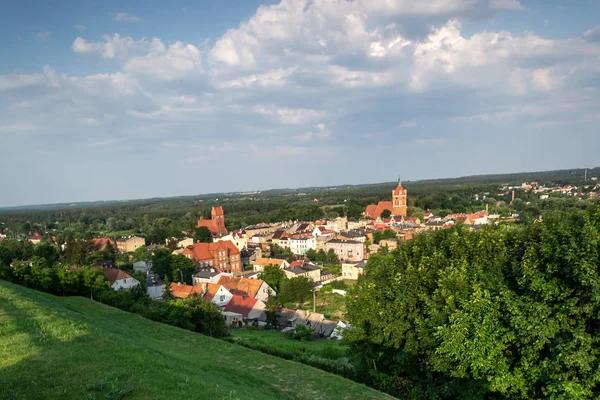 Zamek Wzgórzu Miejscowości Golub Dobrzyn Panorama Centrum Miasta Polska — Zdjęcie stockowe