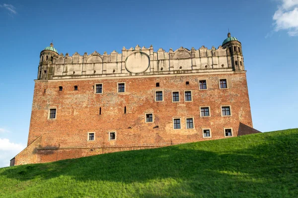 Castello Sulla Collina Nella Città Golub Dobrzyn Panorama Del Centro — Foto Stock