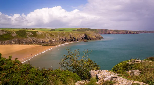 Côte Avec Plage Monuments Pays Galles — Photo