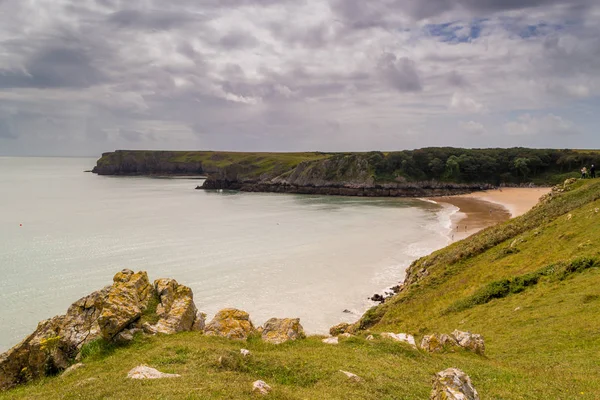 Côte Avec Plage Monuments Pays Galles — Photo