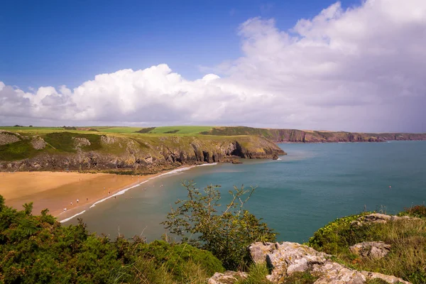 Côte Avec Plage Monuments Pays Galles — Photo