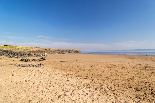 Tengerpart Strand Műemlékek Wales — Stock Fotó