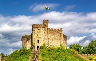 Medieval castle in Cardiff, Wales clipart