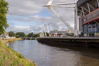 Cardiff şehrinin sokakları ve mimarisi, Galler.