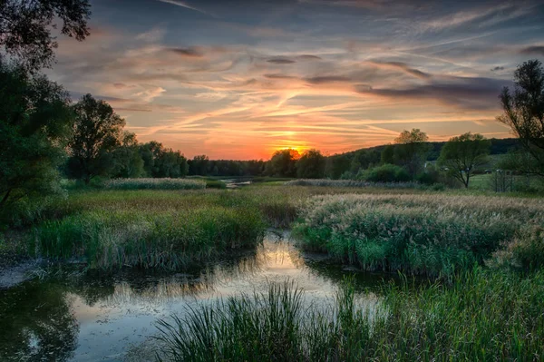 Sunset City Park End Summer — Stock Photo, Image