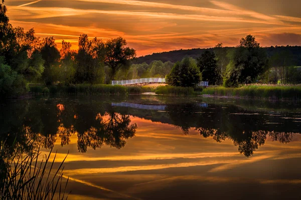 Sunset City Park End Summer — Stock Photo, Image