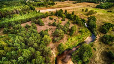 Gizemli Grabia nehri bir yaz günü, Polonya, 2019.