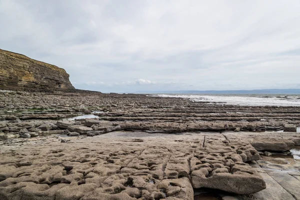 Wales Wild Cliffs Rocky Shores Coast Sunset — Stock Photo, Image