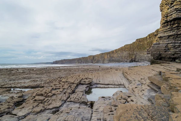 Wales Wild Cliffs Rocky Shores Coast Sunset — Stock Photo, Image