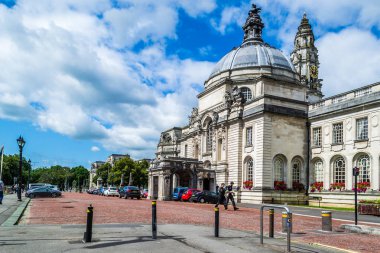Cardiff şehrinin sokakları ve mimarisi, Galler.