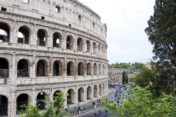 Amphitheater of Coliseum in Rome, Italy. Majestic Coliseum amphitheater. Amphitheater ancient architecture in Europe. Roman coliseum amphitheater - beautiful monument in Rome, Italy. Travel vacation