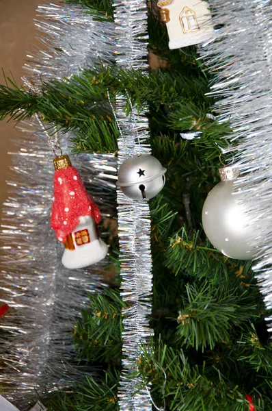 Świąteczne Zakupy Prezenty Czekam Świętego Mikołaja Przyjęcie Noworoczne Dekoracja Choinki — Zdjęcie stockowe