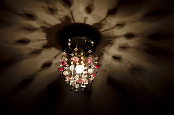 Belle Lampe Plafond Avec Illumintaion Couleur Noire Blanche Sur Fond — Photo