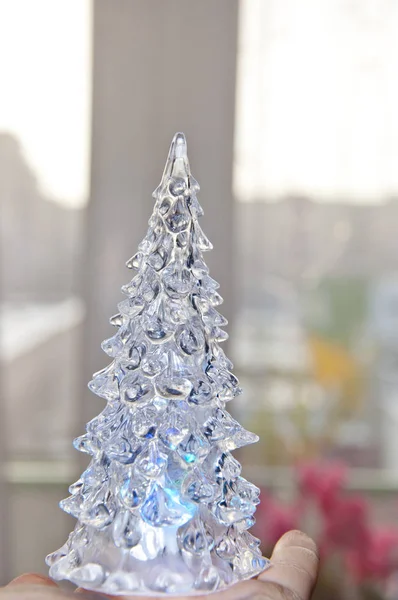 Κρύσταλλο Πάγο Χριστούγεννα Νέο Έτος Διακόσμηση Δέντρο Μικρή Μινιατούρα Από — Φωτογραφία Αρχείου