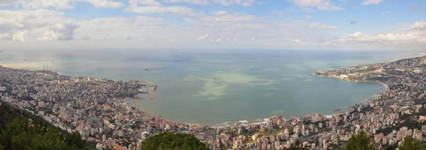 Aerial View Beautiful Coast Line Mediterranean Sea Lebanon Jouhieh City — Stock Photo, Image