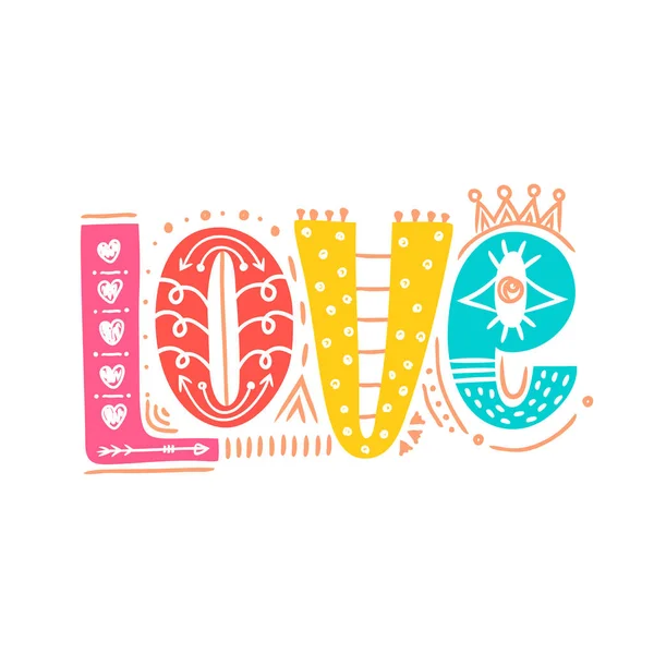 Love. Hand drawn lettering. Happy Valentine's Day — Stock Vector