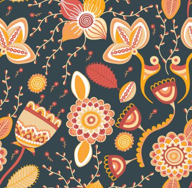 Çiçek seamless modeli. Halk tarzı