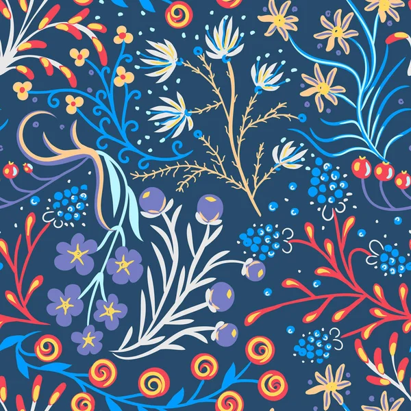 花のシームレスなパターン。手描きの花 — ストックベクタ