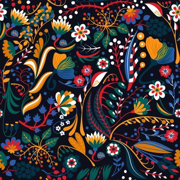 Kwiatowy wzór. Ręcznie rysowane kreatywnych kwiaty. Kolorowe tło artystyczne z kwiatu. Streszczenie zioło — Wektor stockowy