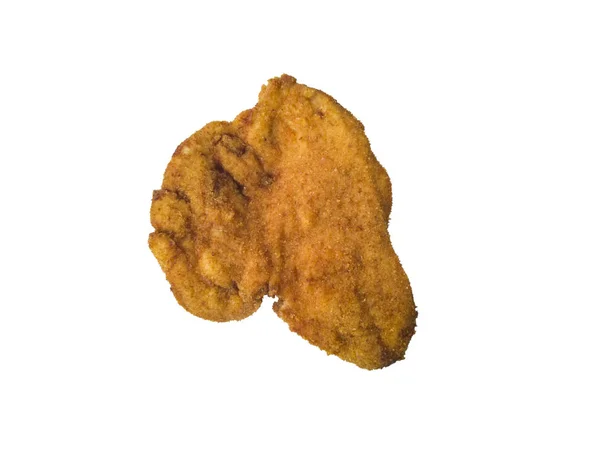 Ekmekli tavuk şnitzel escalope kızartma, üzerinde beyaz izole 