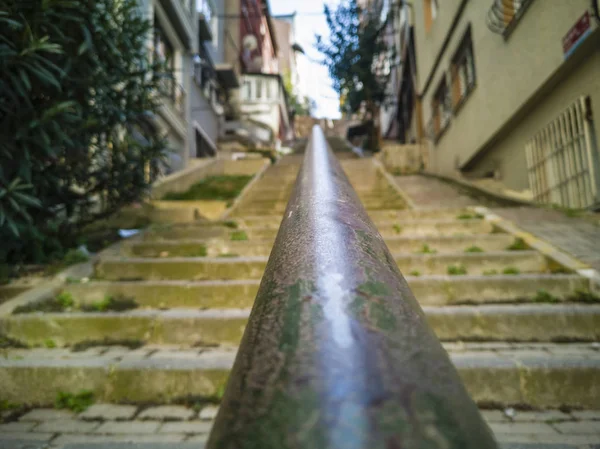 Old Metallic Handrail Close Photo Istanbul Turkey November 2018 — Stock Photo, Image