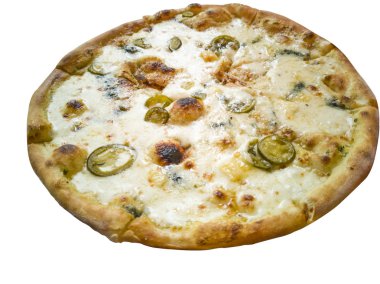 Pizza dört peynir. İzole görüntü kırpma yoluyla.