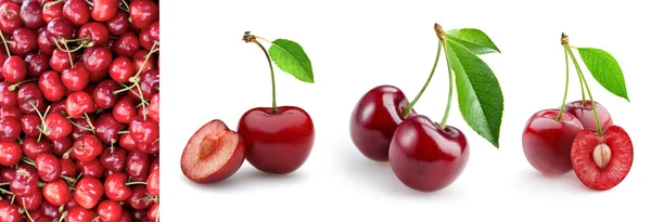 Kirschen Auf Weiem Hintergrund Rote Gesunde Und Kirschen Cherries White — Stock Photo, Image