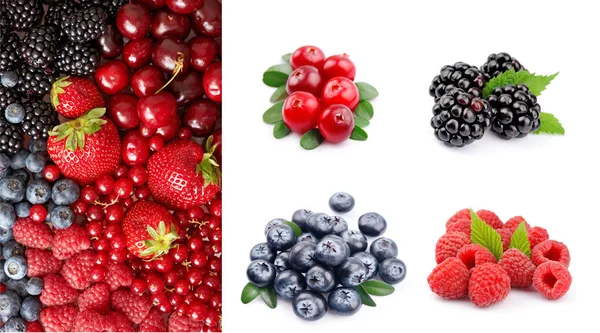 Fruit Food Berry Berries Raspberry Blackberry Strawberry Blueberry Red Healthy — Stock Photo, Image