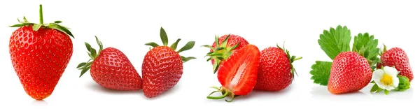 Morangos Vermelhos Saudáveis Doces Sobre Fundo Branco Erdbeeren Rote Gesunde — Fotografia de Stock