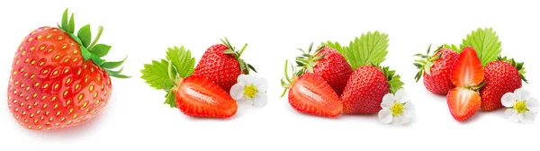 Truskawki Czerwone Zdrowe Słodkie Truskawki Białym Tle Erdbeeren Rote Gesunde — Zdjęcie stockowe