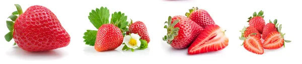 白の背景にイチゴ 健康的で甘いイチゴ Erdbeeren Gesunde Und Erdbeeren Auf Weiem Hintergrund イチゴ — ストック写真