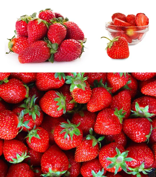 Fragole Rosse Salutari Dolci Sfondo Bianco Erdbeeren Rote Gesunde Und — Foto Stock