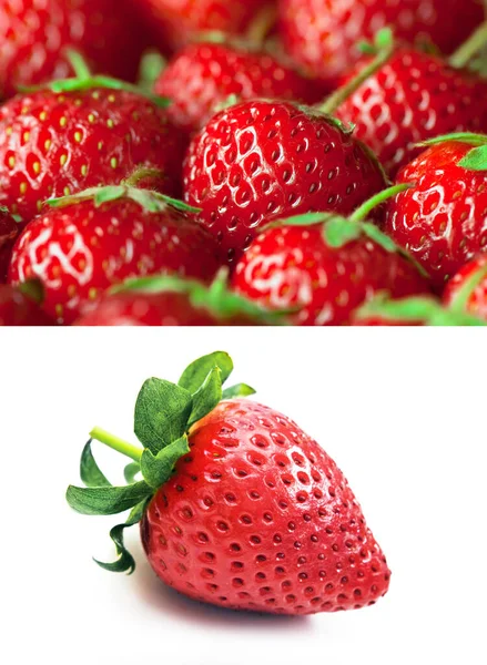 Φράουλες Κόκκινες Υγιείς Και Γλυκές Φράουλες Λευκό Φόντο Erdbeeren Rote — Φωτογραφία Αρχείου